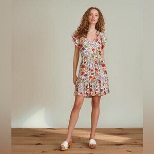 NWT Veronica Beard Floral Print Zee Mini Dress Off White Size 8